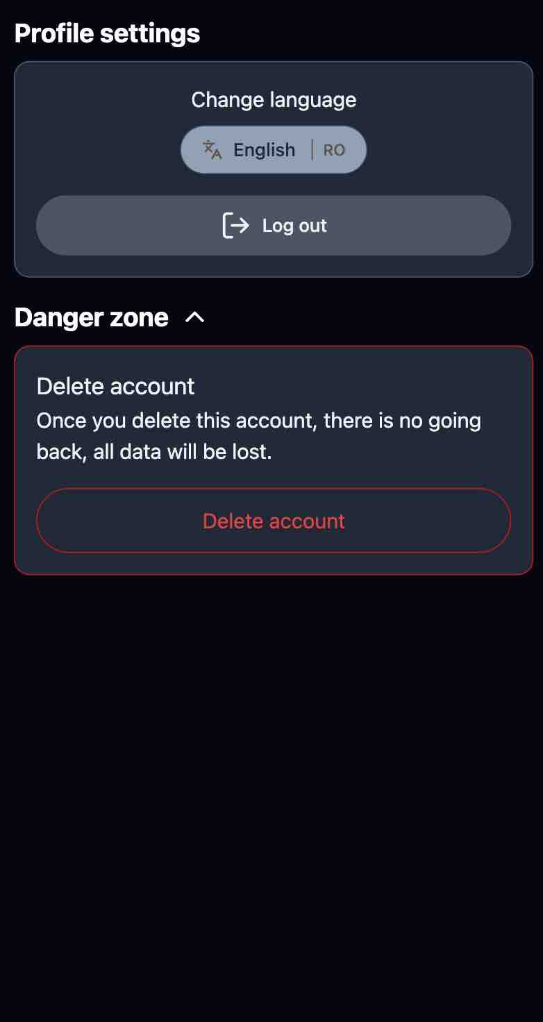 Delete account screenshot