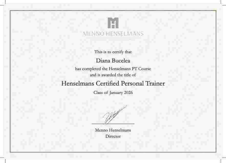 Certificare Henselmans PT Course
