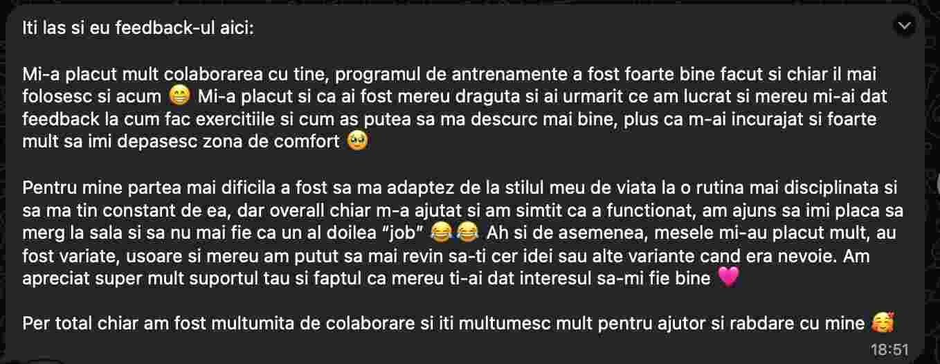 Review message from Izabela Stoica