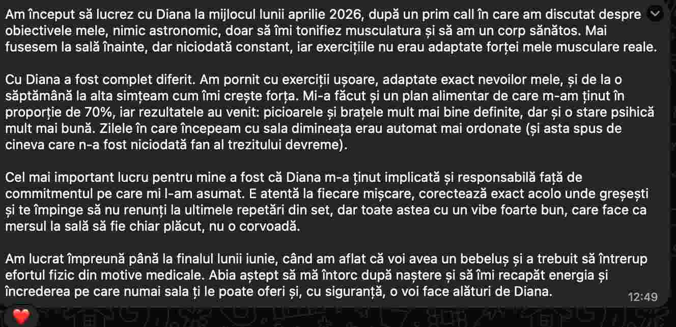 Review message from Mădălina Enea